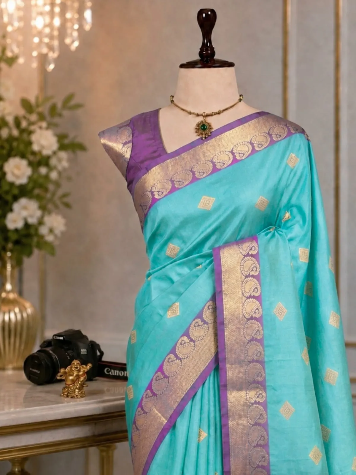 Paisley Zari Border Semi Silk Saree